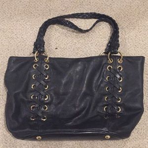 Micheal Kors all black leather bag